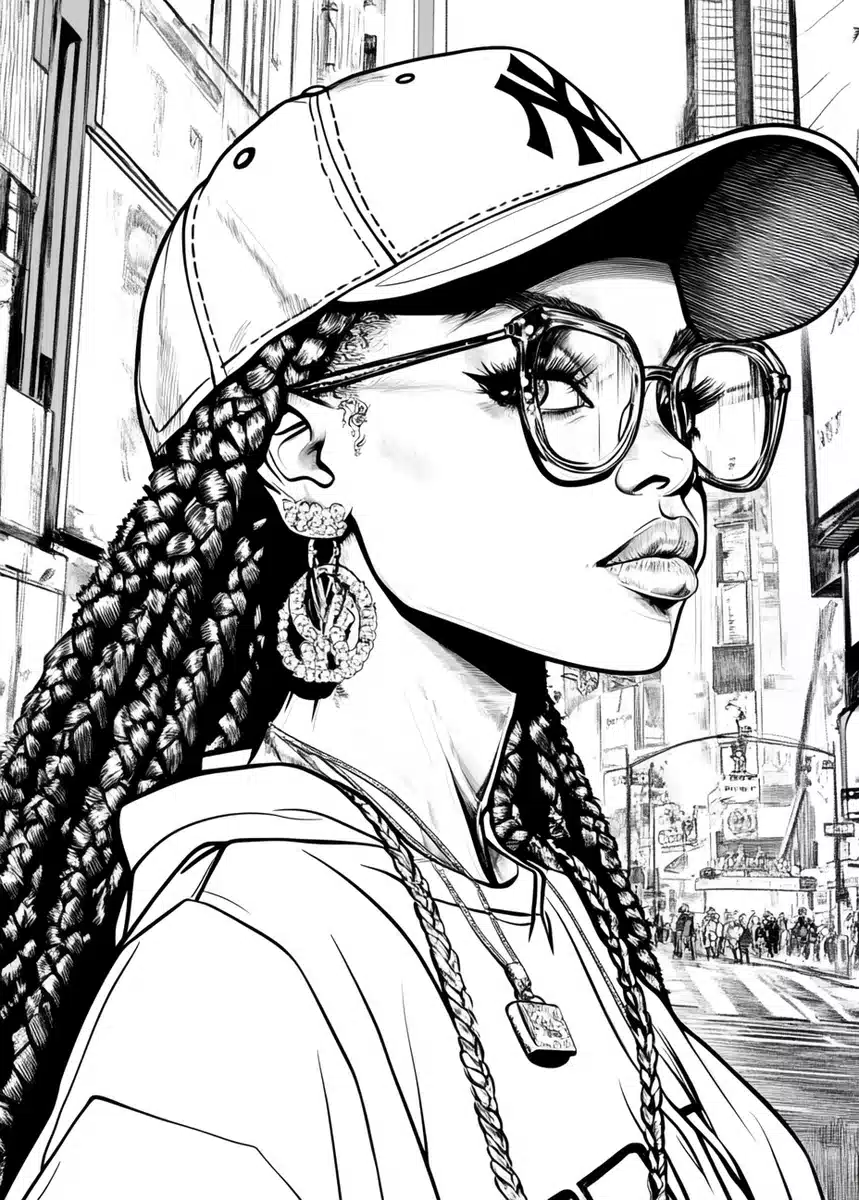 Toriyama-Style Woman in Times Square