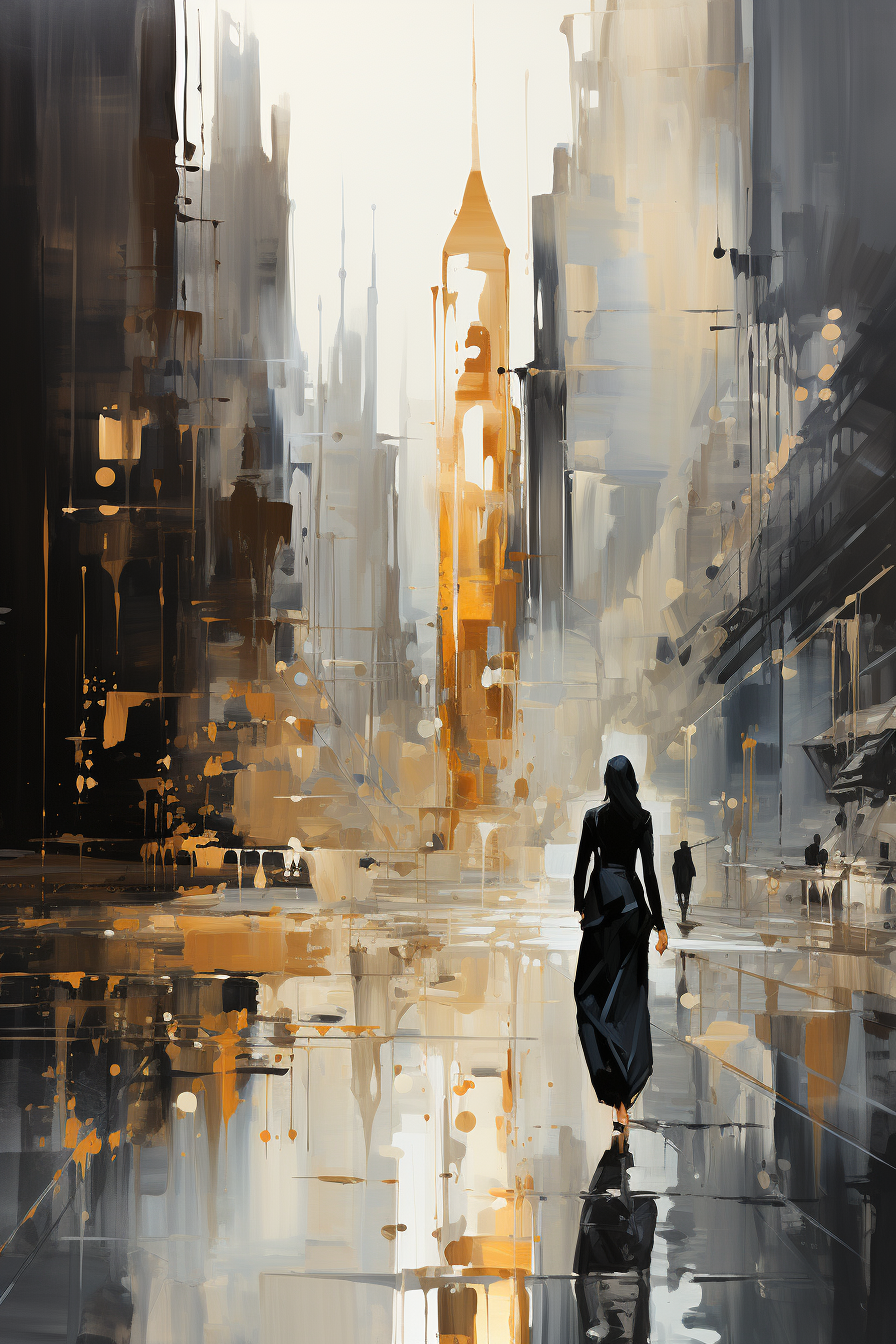 Gold and Black Abstract Saudi Cityscape With Silhouette