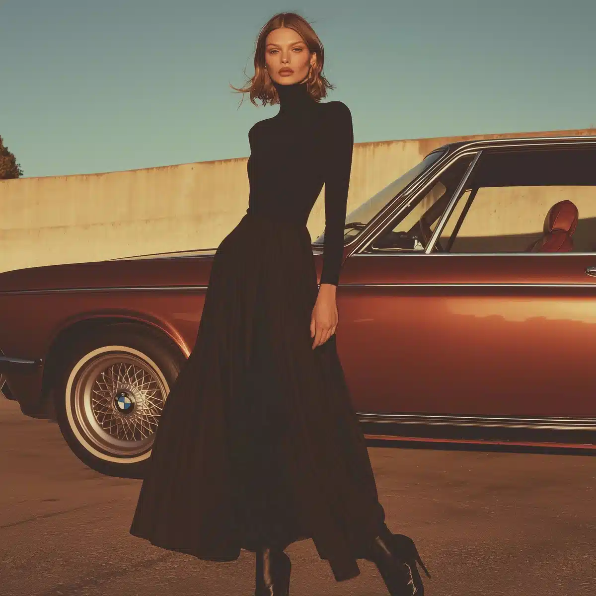 High-Fashion Model with BMW