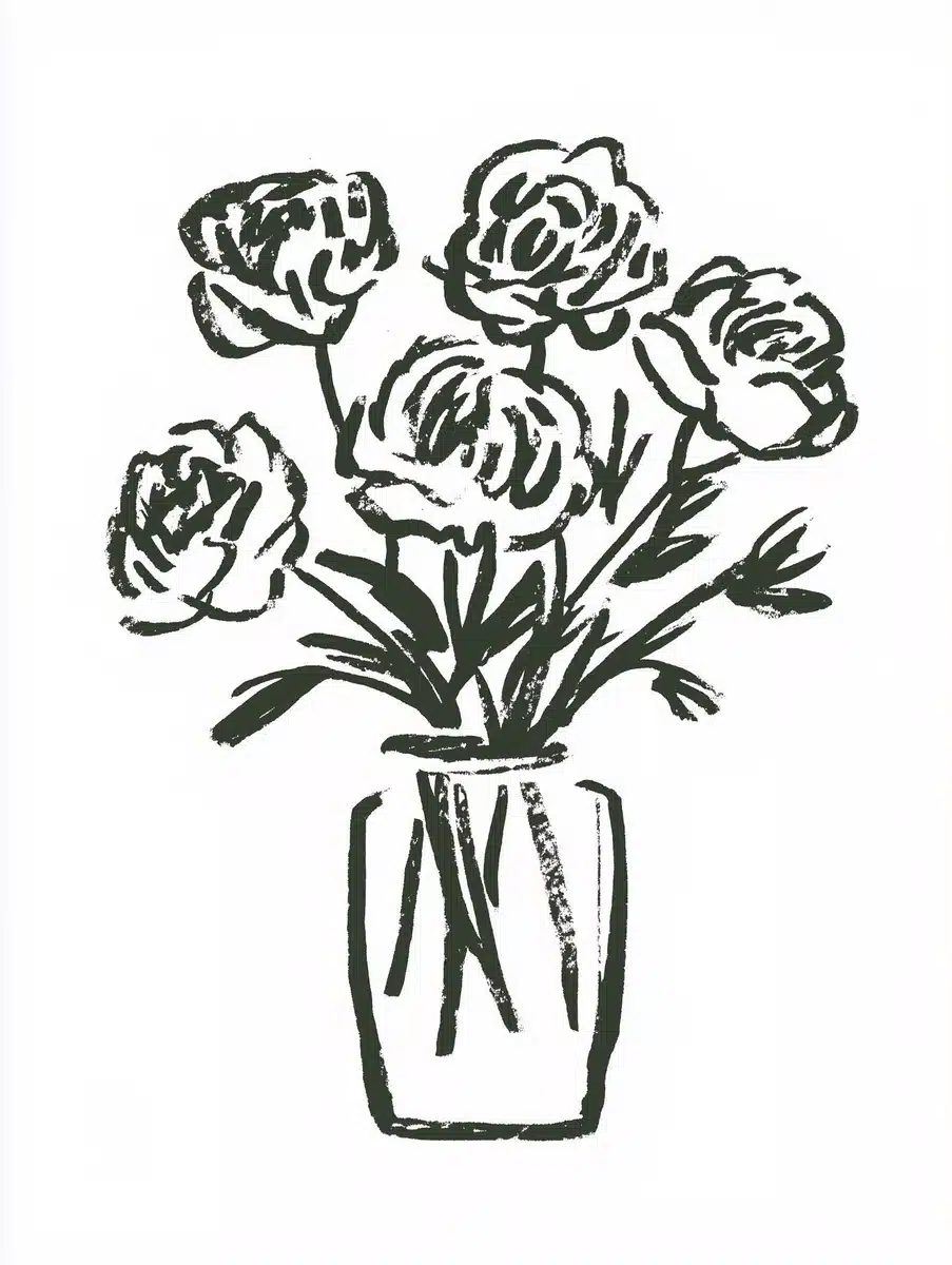 Whimsical Peonies in Vase