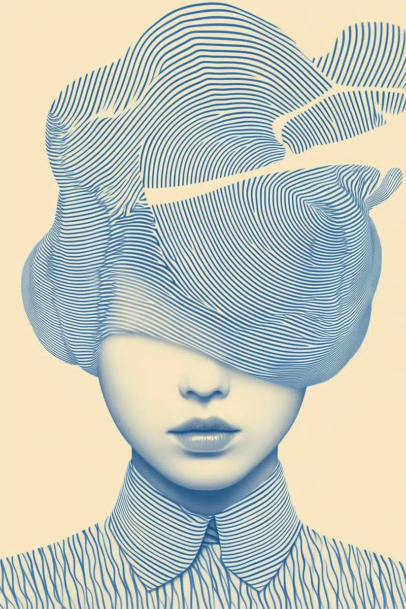 Surreal Woman with Line Hair