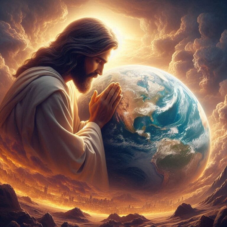 Jesus Praying Over the Earth Spiritual Artwork