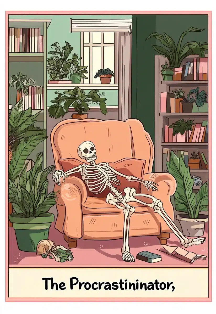 Playful Tarot Procrastinator Illustration
