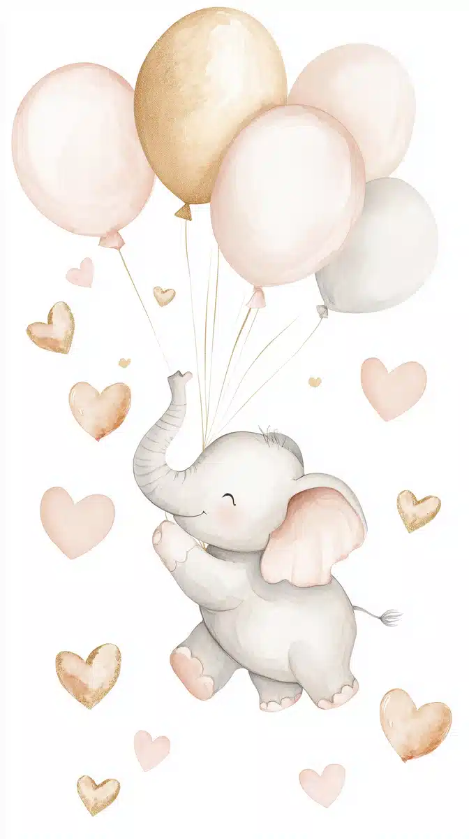 Watercolor Baby Elephant Balloons