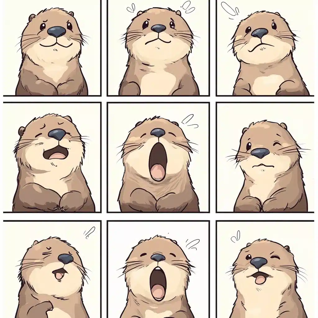 Cartoon Sea Otter Expressions