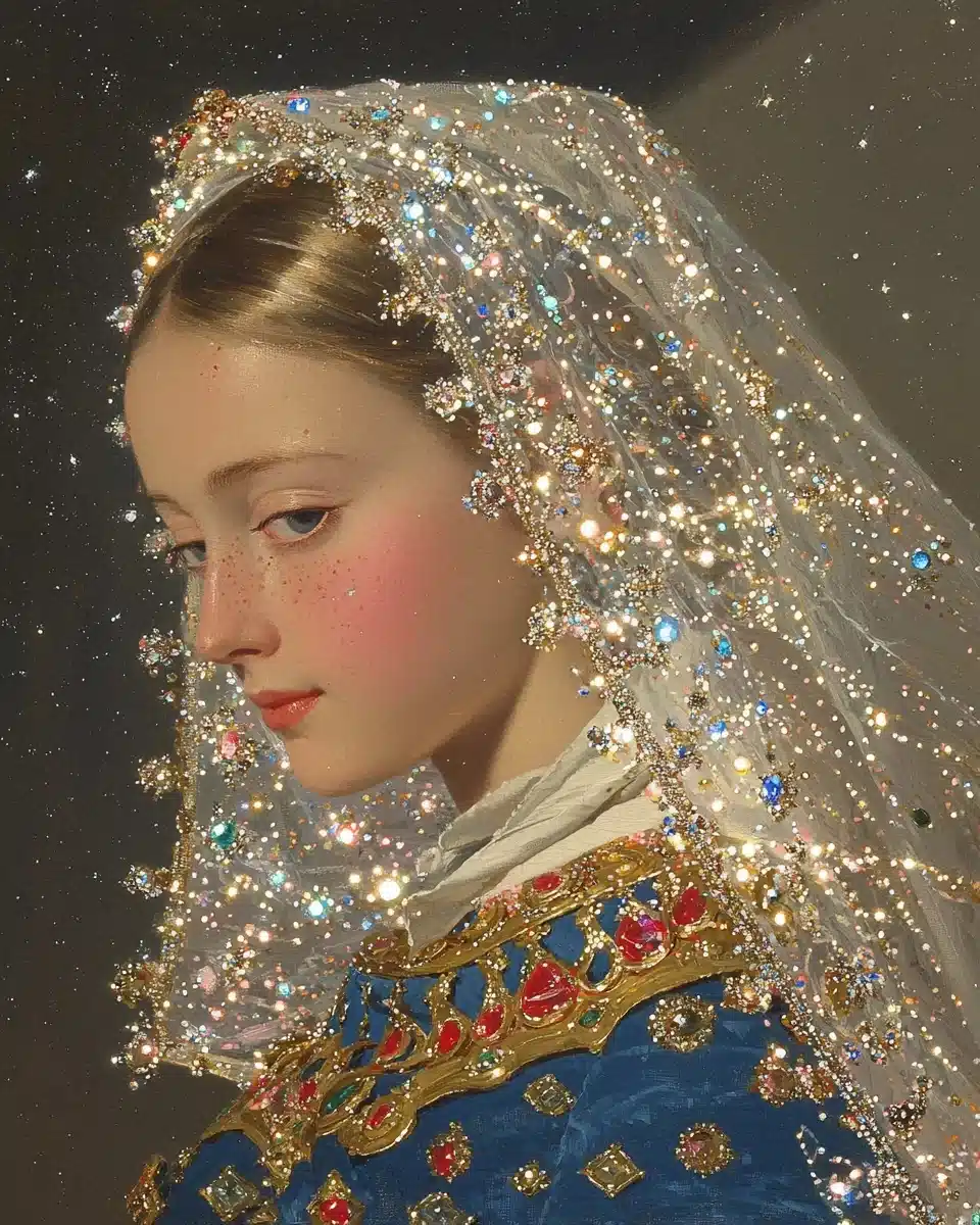 Veiled Maiden Under Moonlight