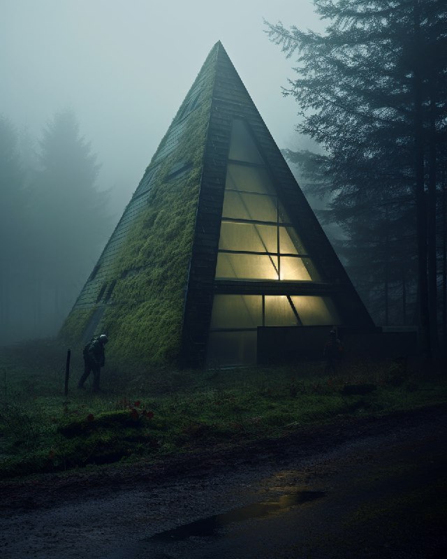 Foggy Dieselpunk Mountain Campsite Eerie Scene