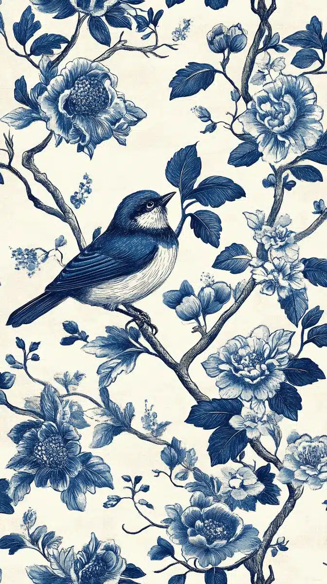 Blue Toile Wallpaper Vector