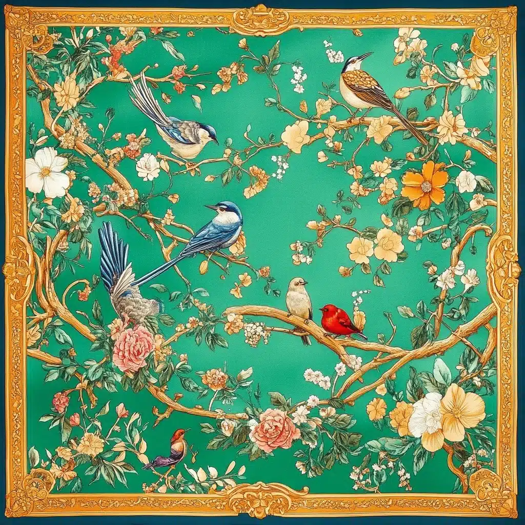 Korean Graphic Silk Scarf