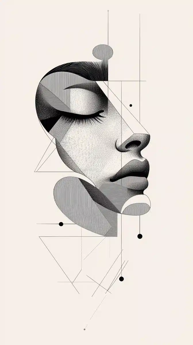 Geometric Faces Line Art