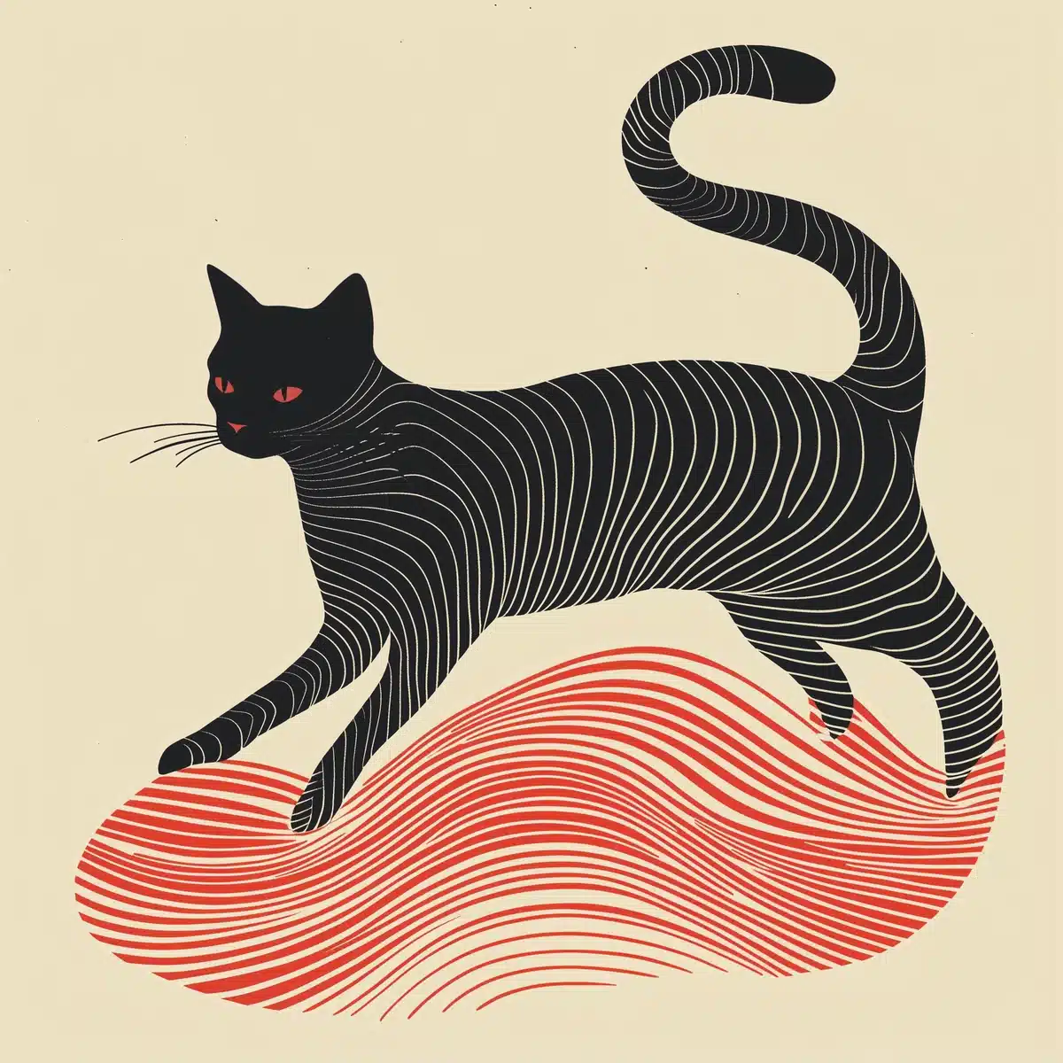 Surreal Cat in Graphic Style
