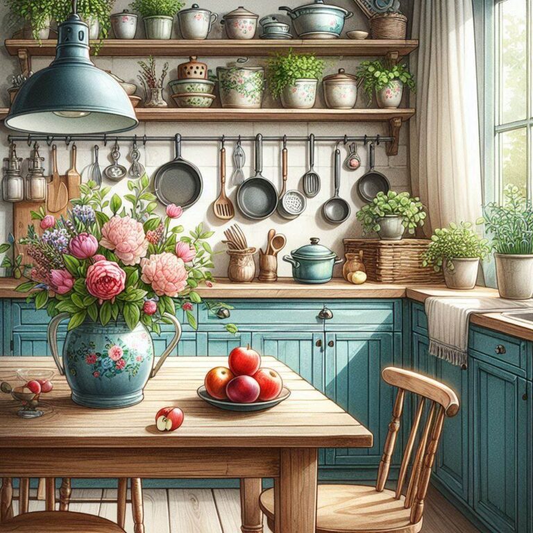 Rustic Kitchen Interior Digital Illustration