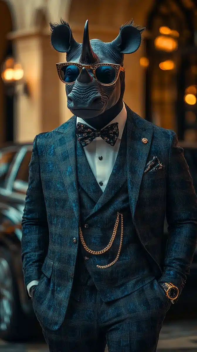 Ultra-Realistic Rhino Businessman
