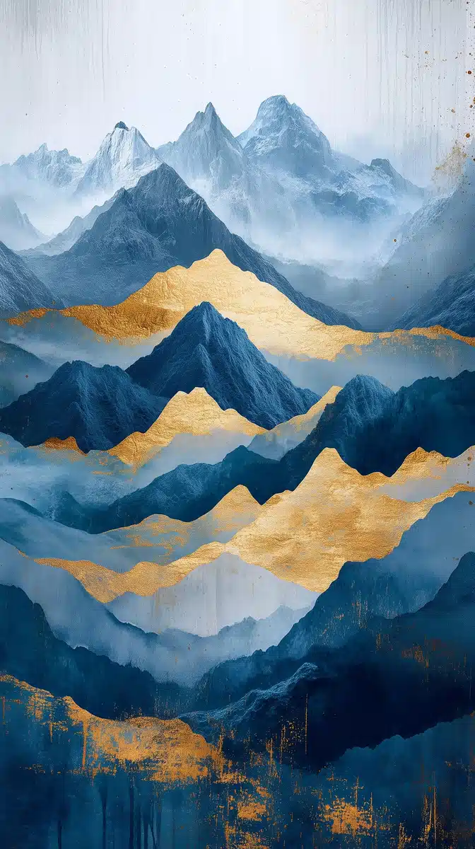 Gold and Blue Mountains Decor