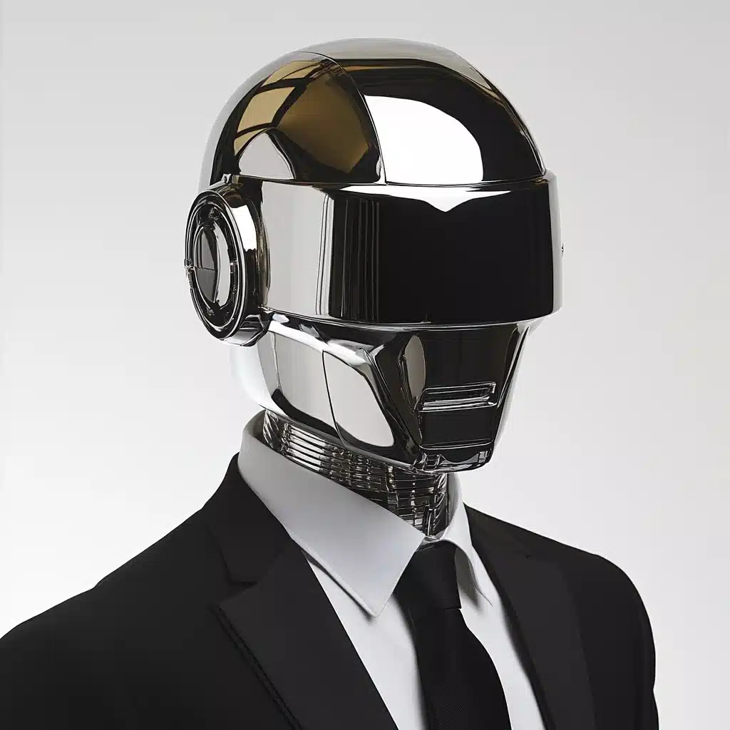 Chrome Helmeted Man Illustration