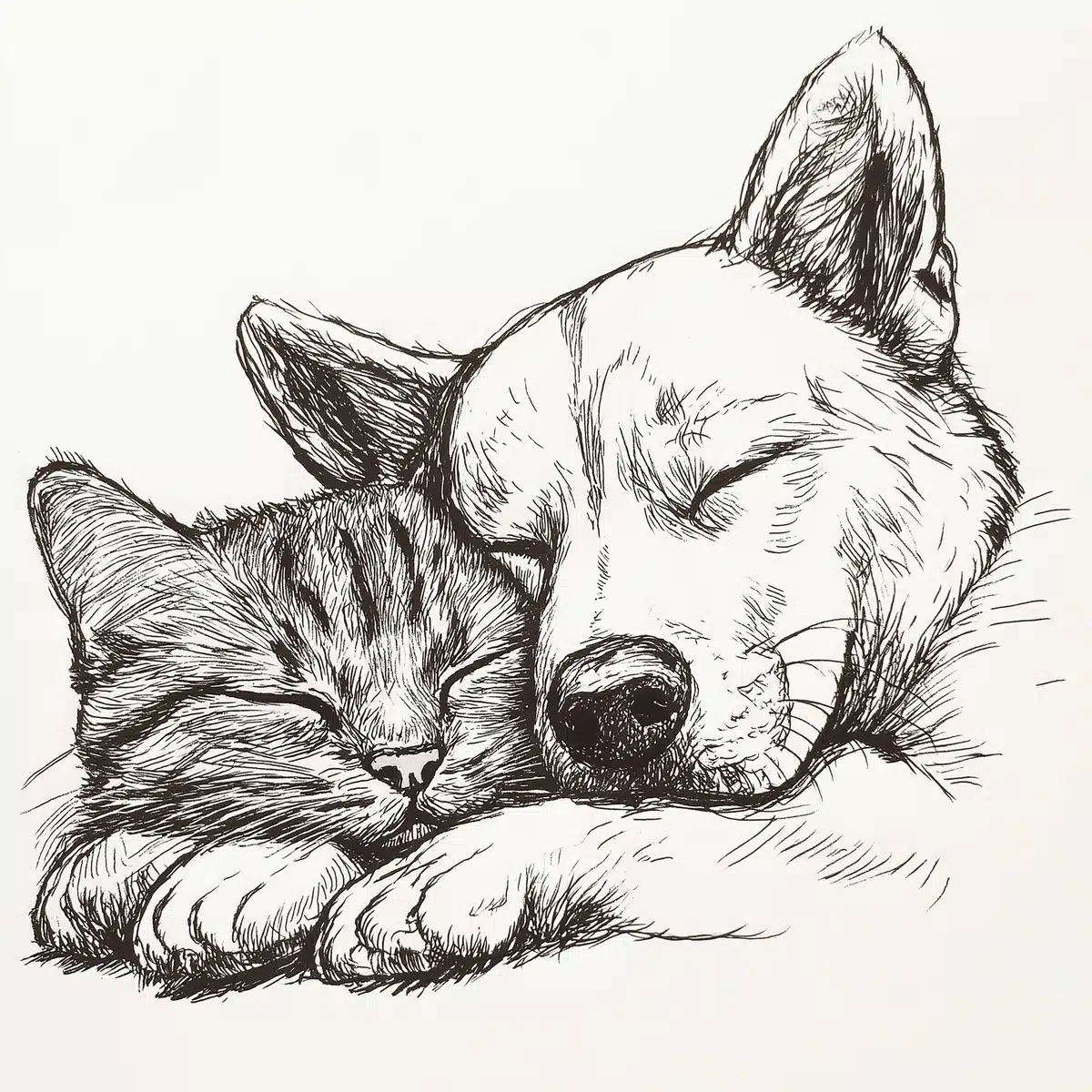 Monochrome Line Art Pets