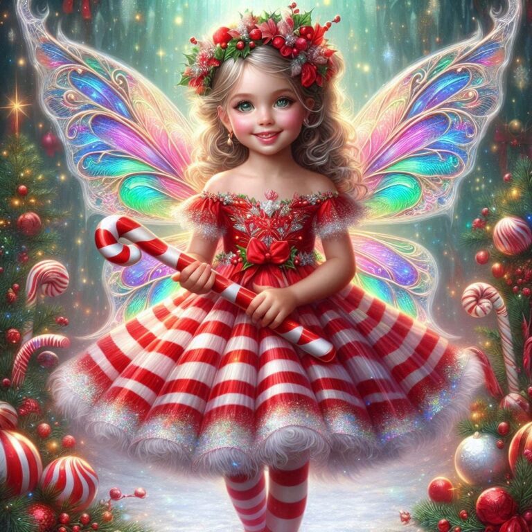Candy Cane Fairy Christmas Illustration