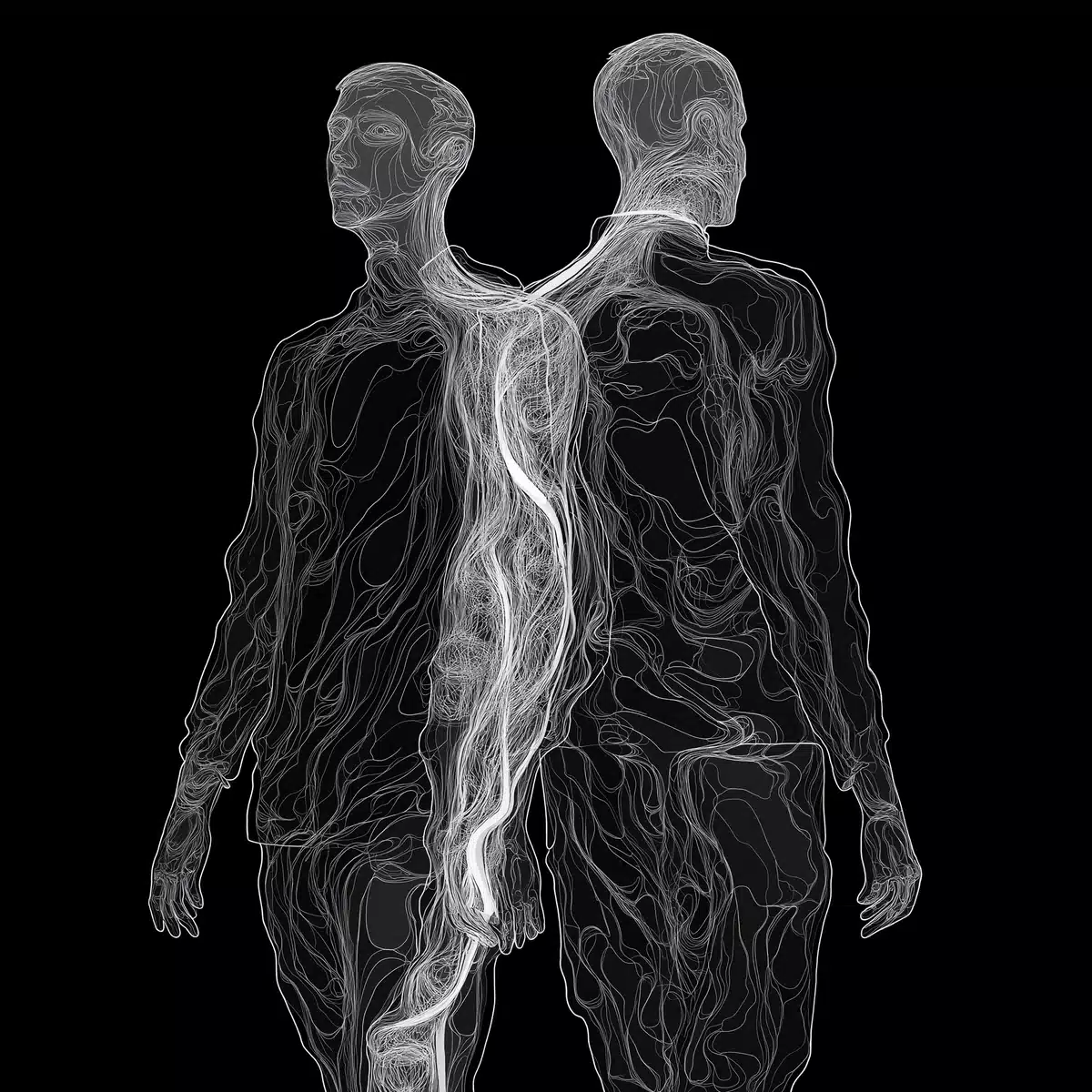 Intertwined Men in Surrealism