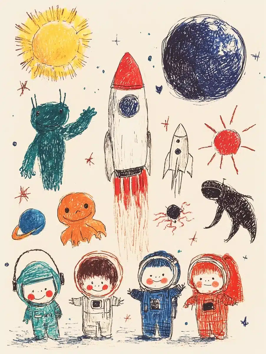 Cute Astronauts with Space Elements