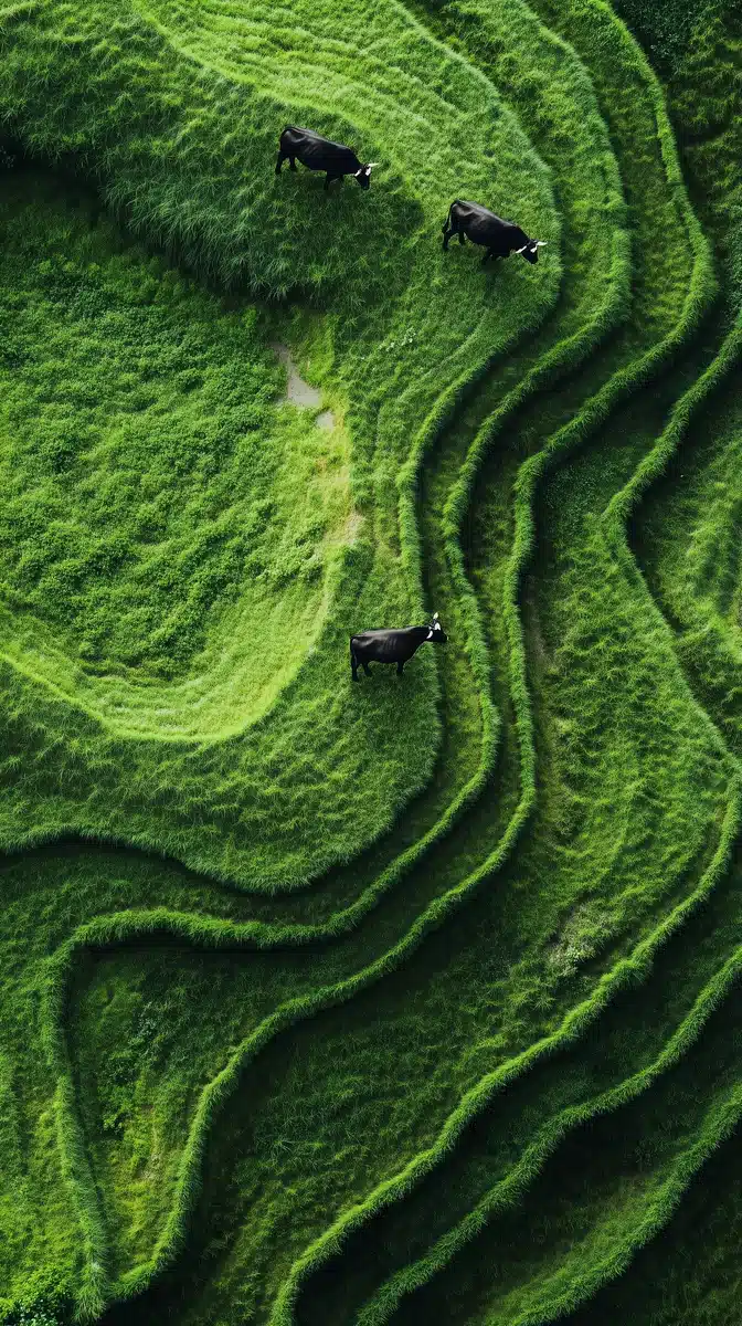Minimalist Aerial Pastures with Cows