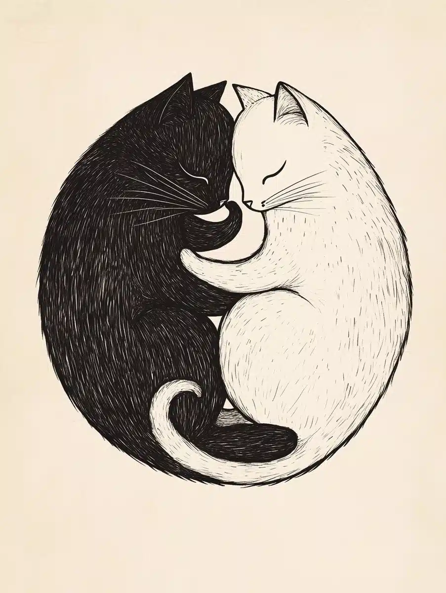 Minimalist Yin Yang Cats