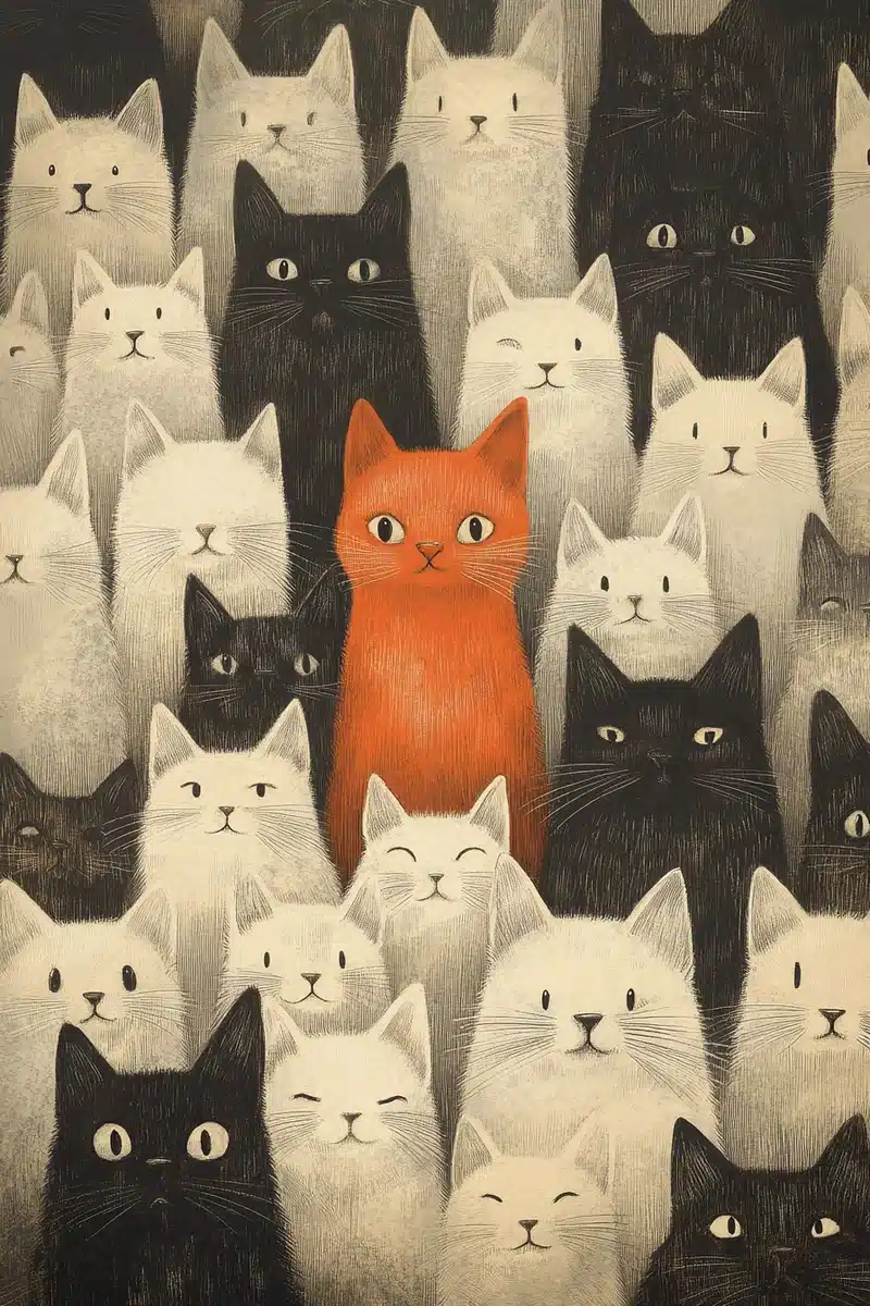 Pencil Cats with Colored Center