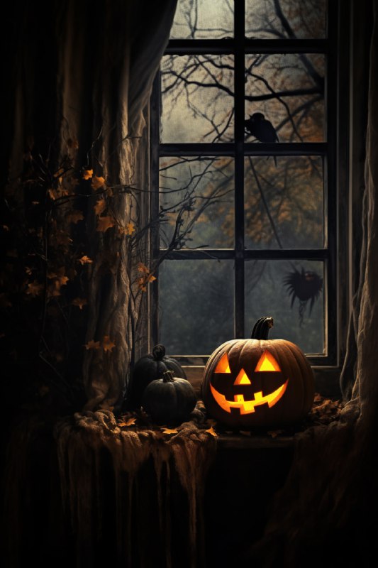 Eerie Pumpkin Resting at Window Creepypasta Scene