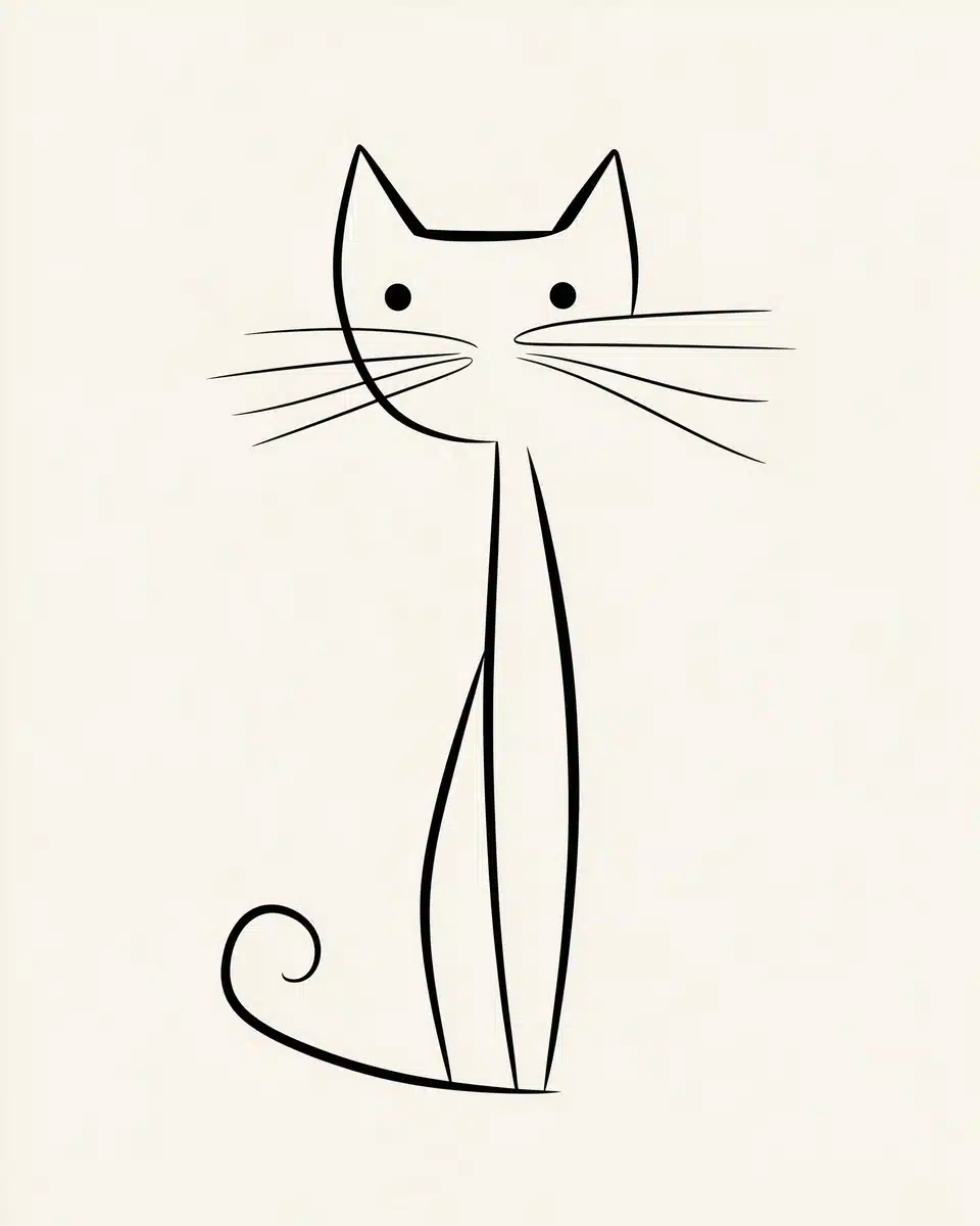Minimalist Stick Cat Art