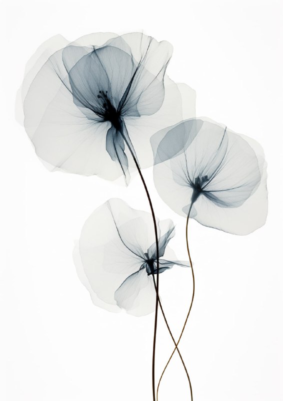 Minimalist Ethereal Dark Botany X-Ray Artwork