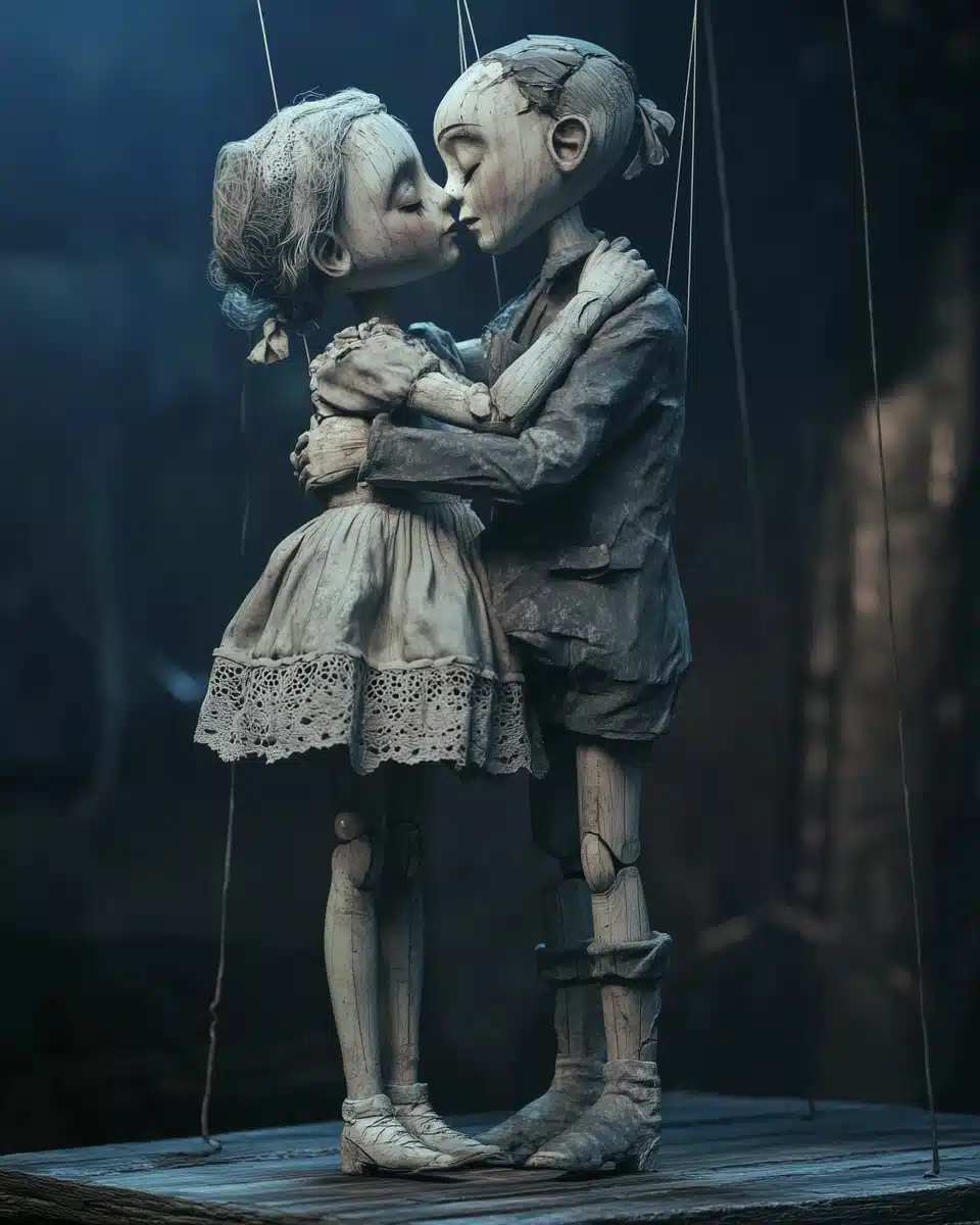 Eerie Marionette Embrace Scene