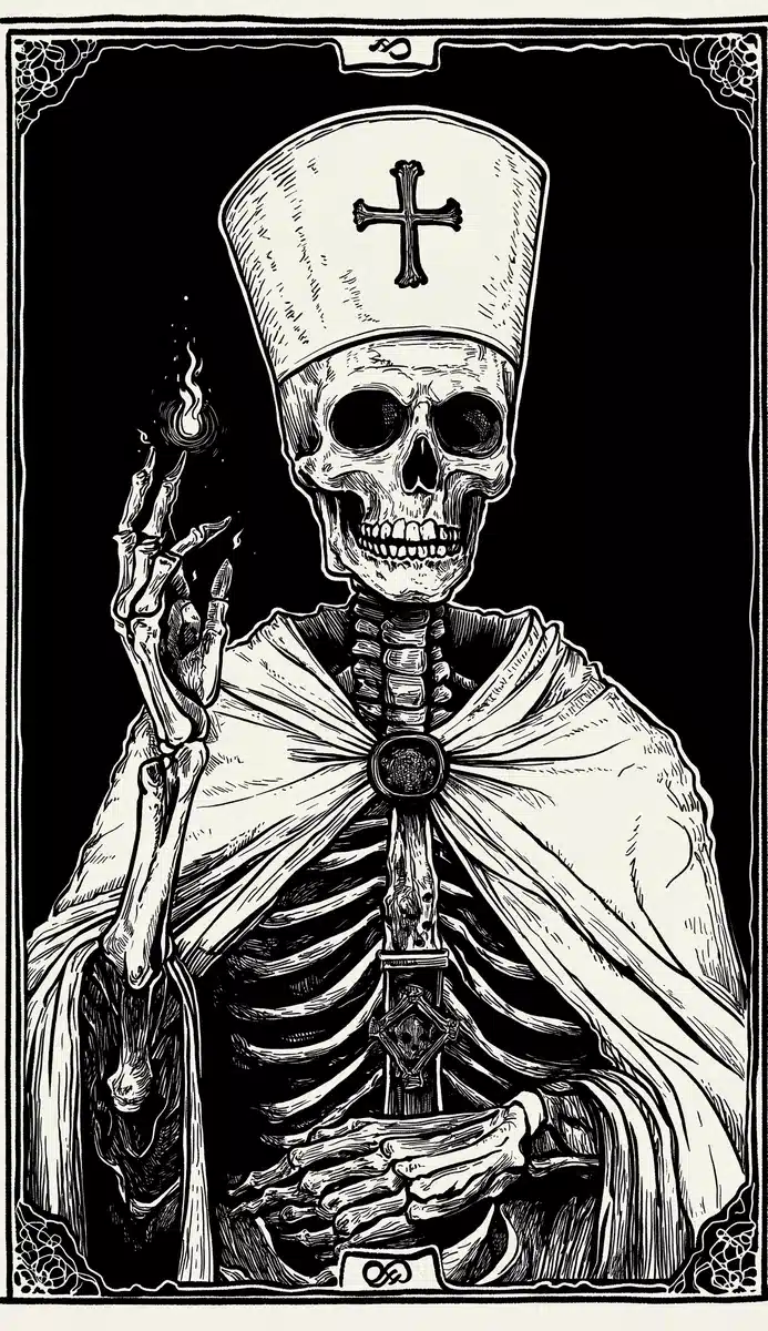 Skeleton Priest Tarot Card