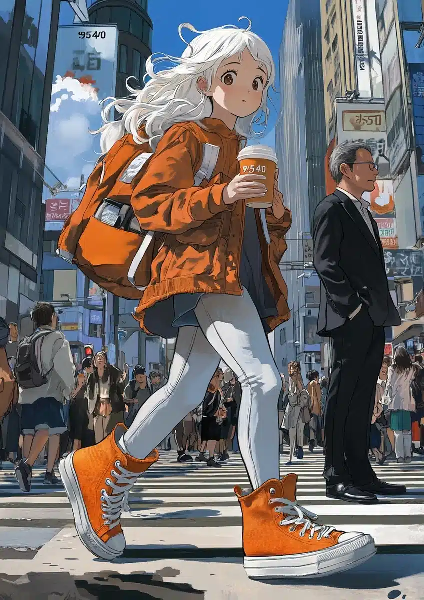 Anime Girl in Urban Scene