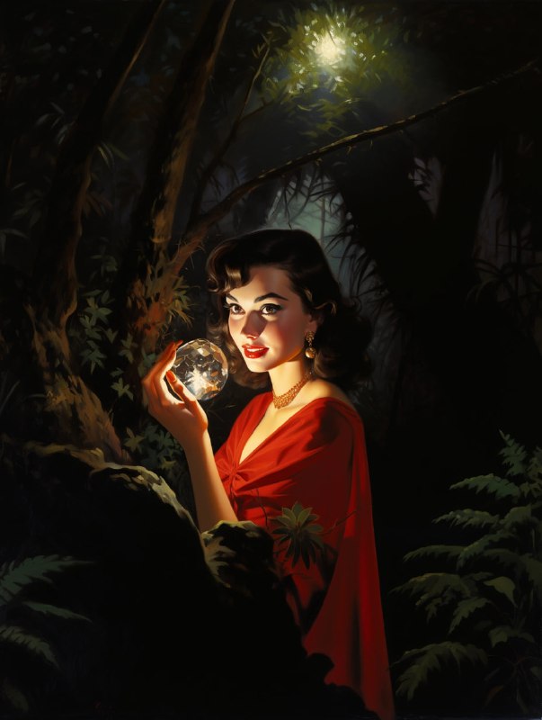 Lady Holding Crystal Flower Enchanted Pulp Nocturne