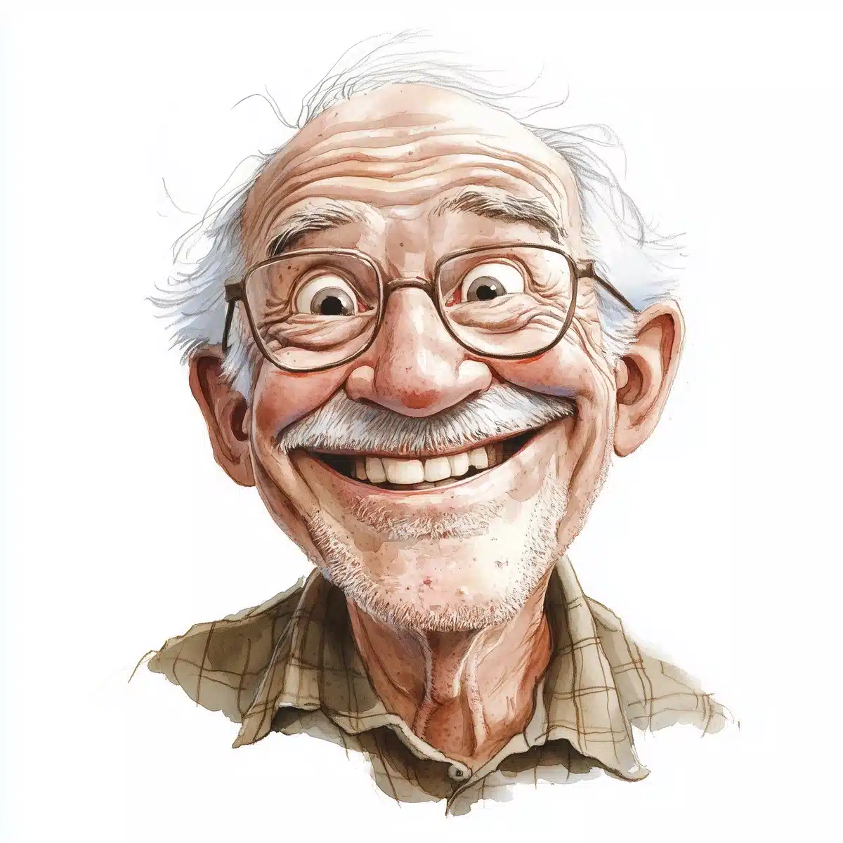 Cartoon Elderly Man Laughing