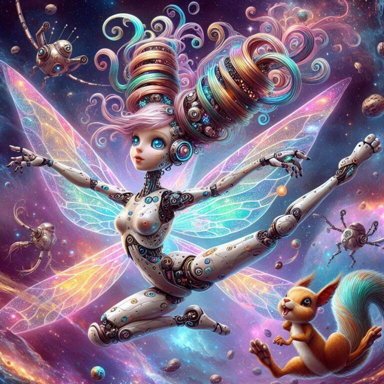 Robotic Fairy Acrobatics in Candy-Colored Space Station