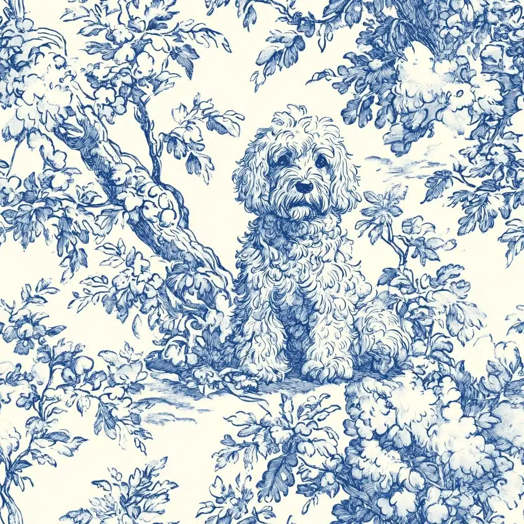 Toile Pattern with Labradoodle