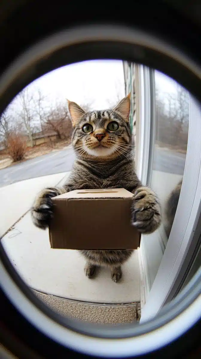 Fisheye Cat with Box