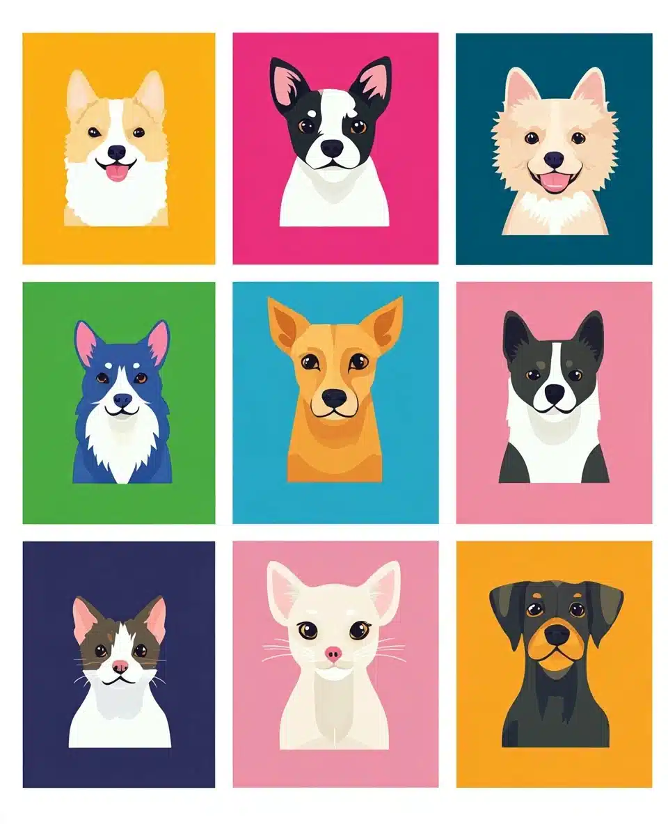Colorful Animal Portraits Poster