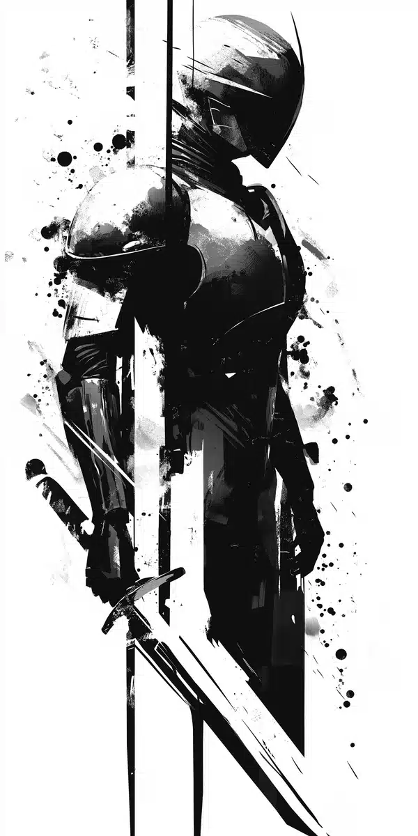 Stencil Robot Knight Abstract