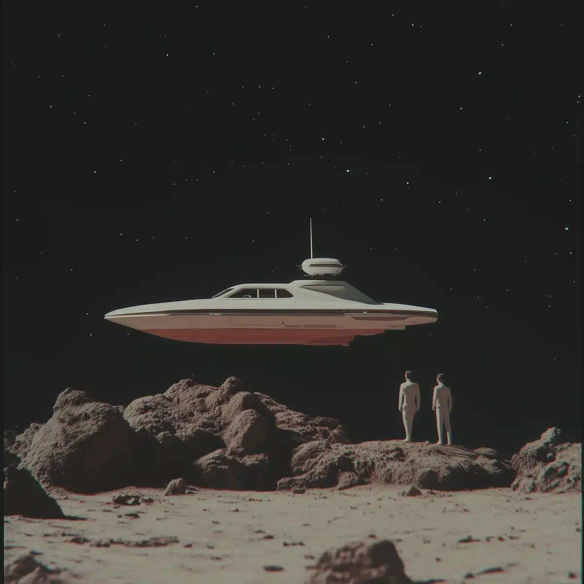 Vintage Sci-Fi Boat in Space