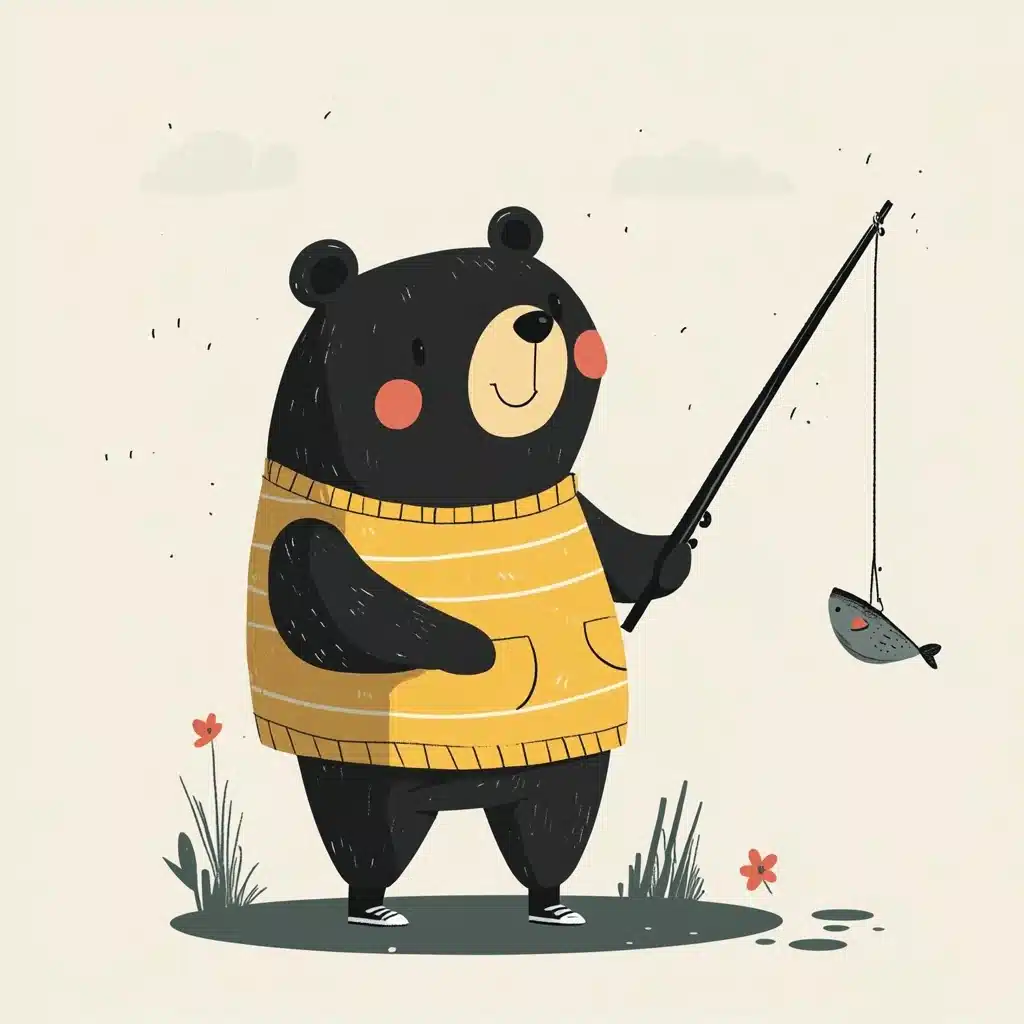 Bear Character Fishing Flat