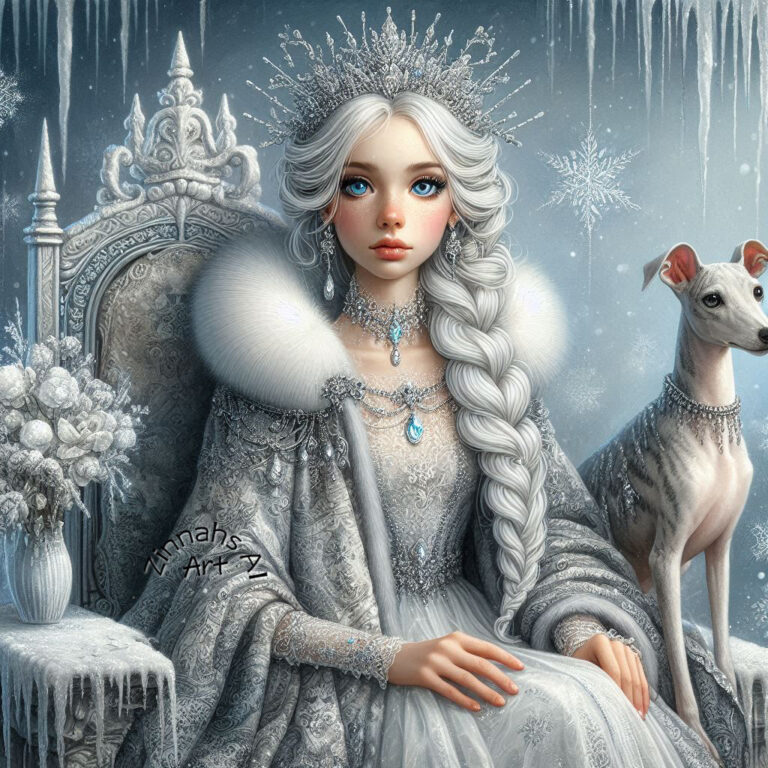 Ethereal Royal Teen on Sparkling Ice Throne Portrait