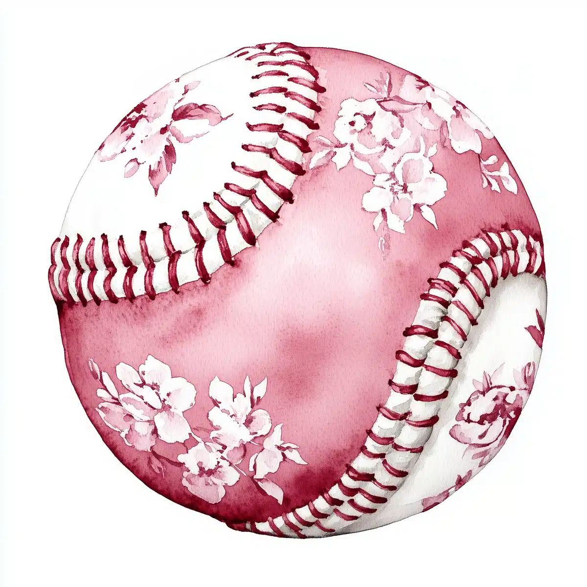 Watercolor Baseball with Chinoiserie