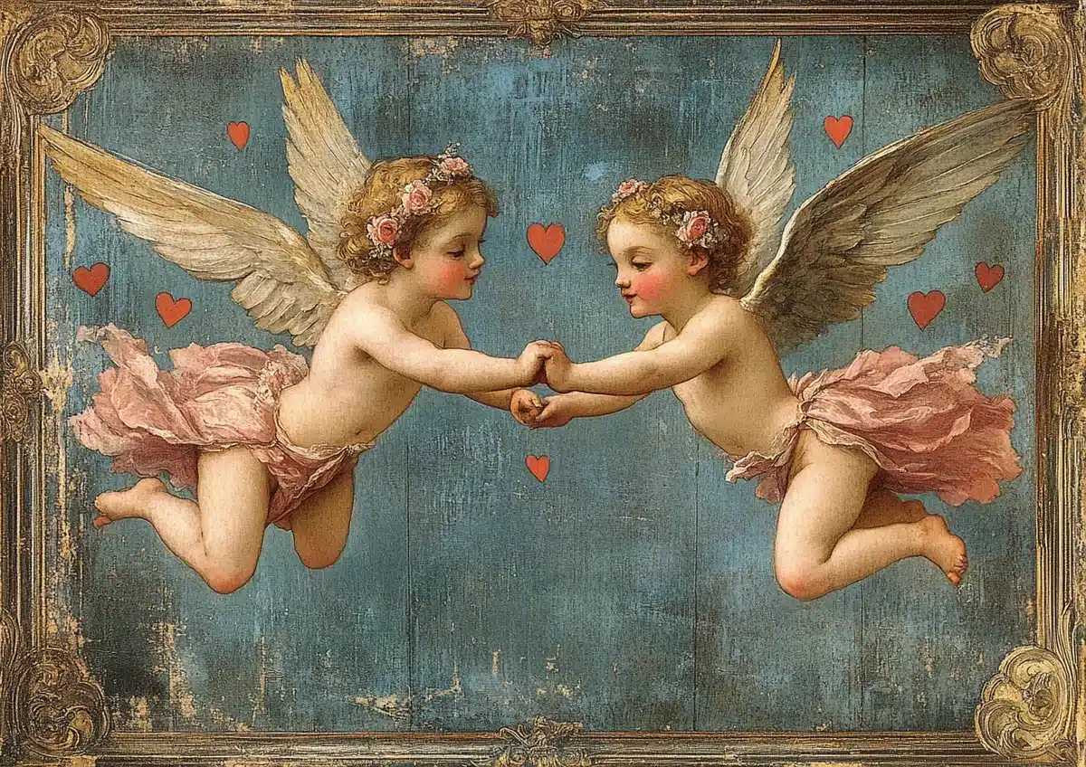 Vintage Valentine Lovers Card