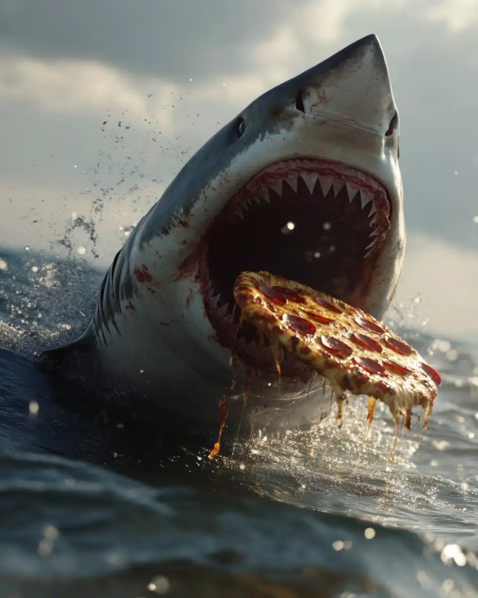 Hyper-Realistic Shark Pizza Attack