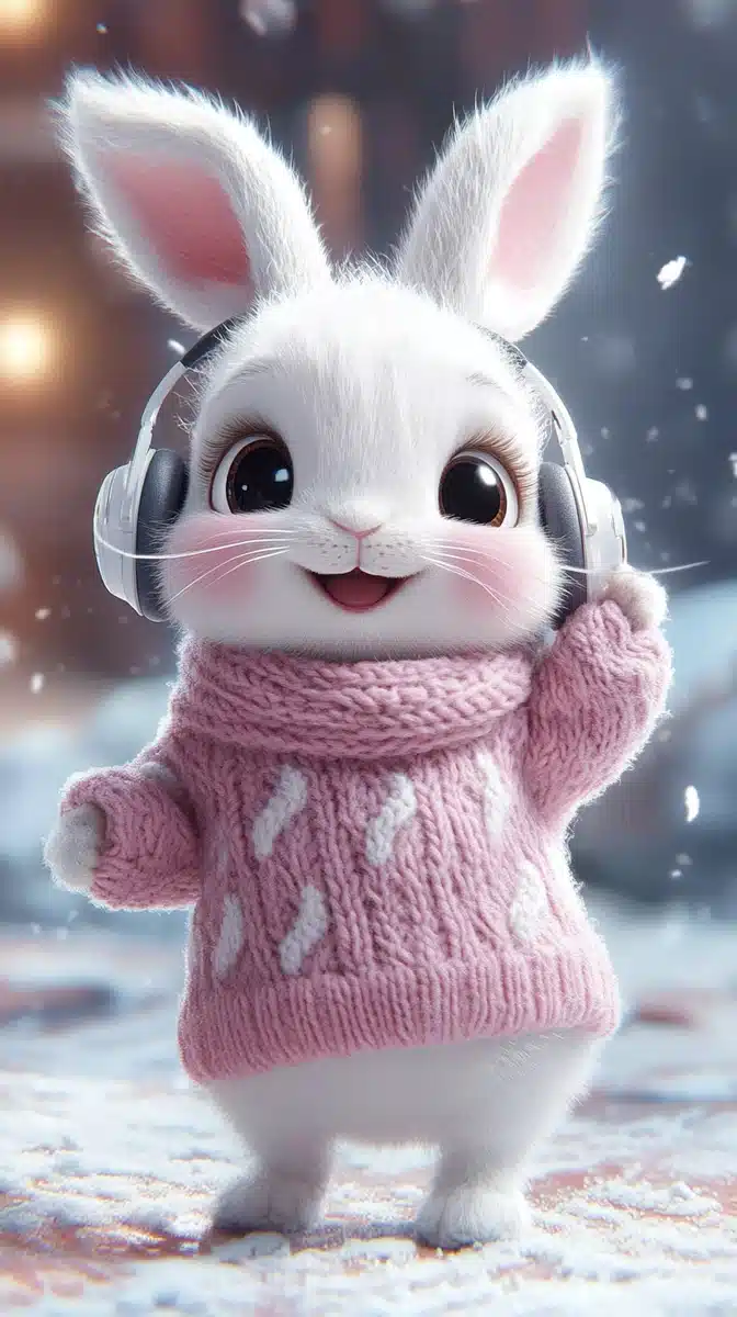 Cartoon Rabbit Dancing Joyfully