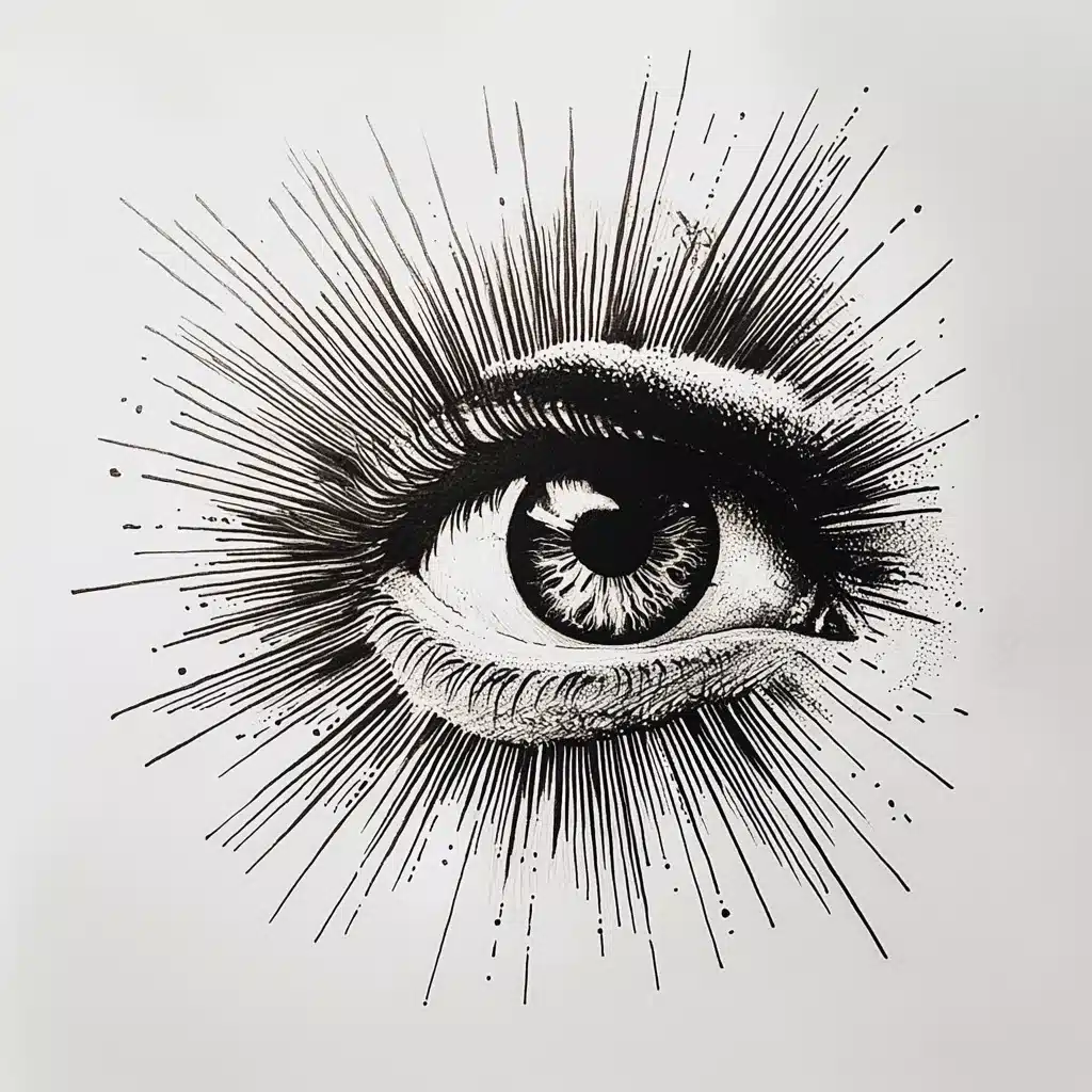 Tattoo Flash Eye with Rays