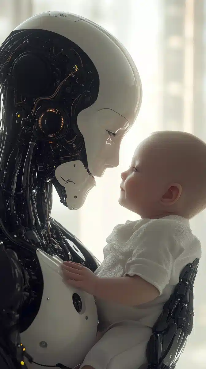 UHD Humanoid Robot Feeding Baby