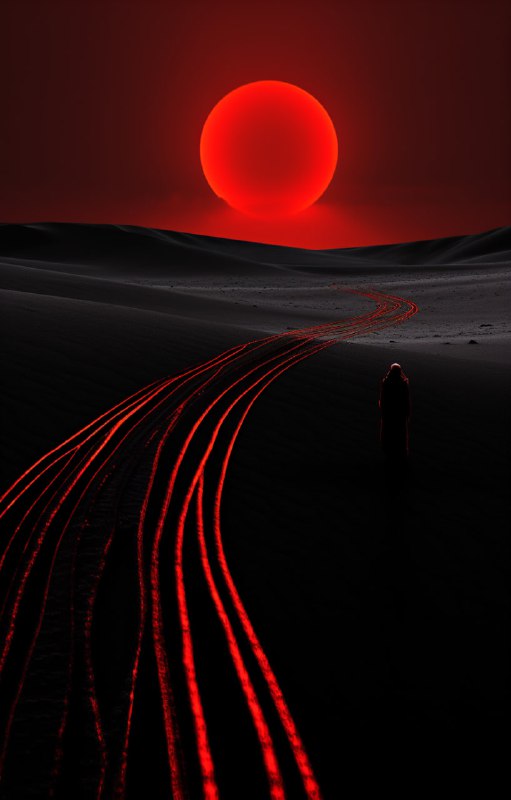 Black Tonal Dune Artwork With Single Red Dot Accent