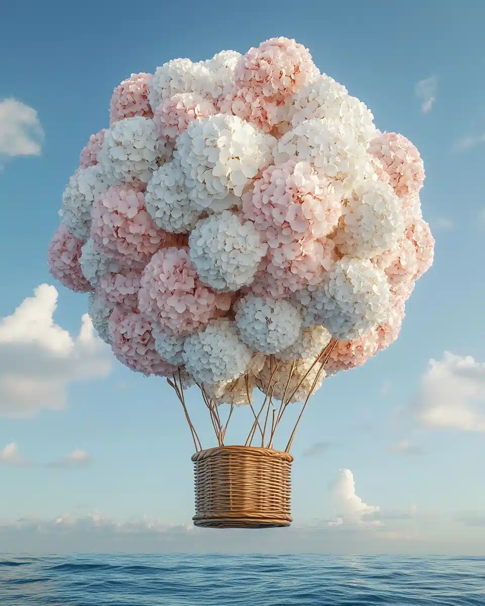 Hydrangea Balloon Over Sea